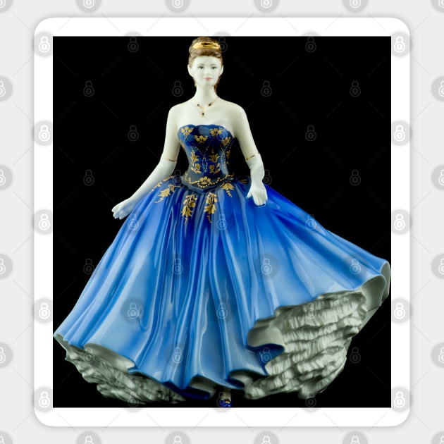 Bone China Figurine wearing a Blue Dress Sticker by Russell102